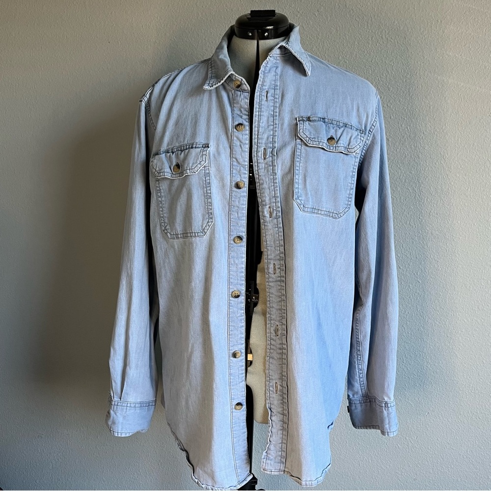Light Blue Denim Button-Up Shirt